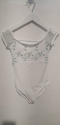 Girls White Embroidered Ballet Onesies