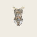 Girls Beige "Poppied garden Blue" Ballet Onesies