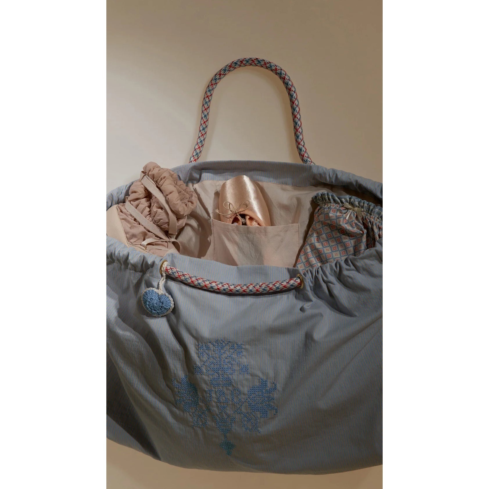 Girls Light Blue Stripes Ballet Handbag(L xH :66x38 cm)