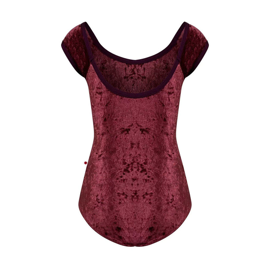 Girls Wine Red Velvet Ballet Onesies