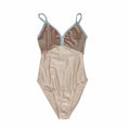 Tulip-mixmatch Velvet Leotard with Blue Stripes/Rose