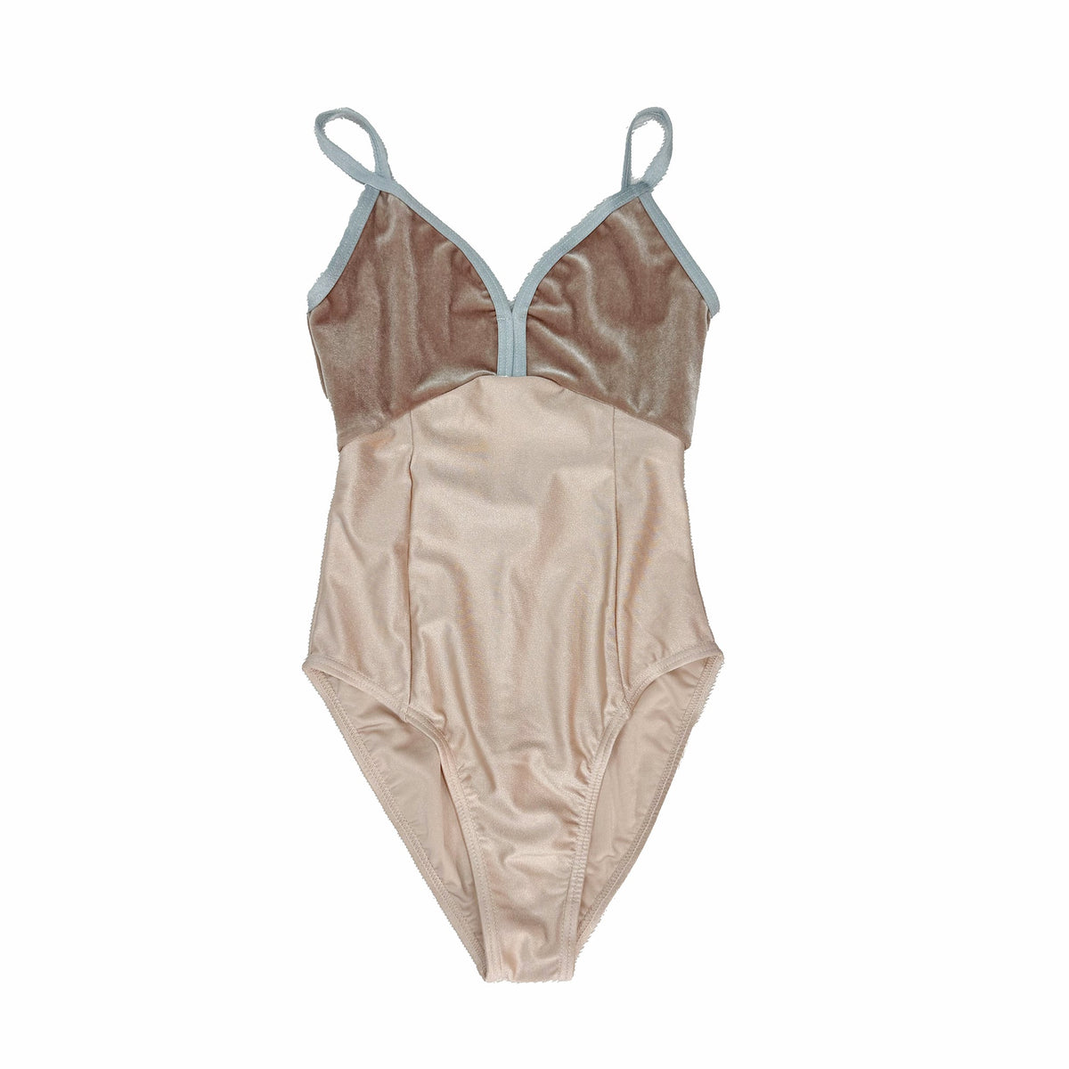 Tulip-mixmatch Velvet Leotard with Blue Stripes/Rose
