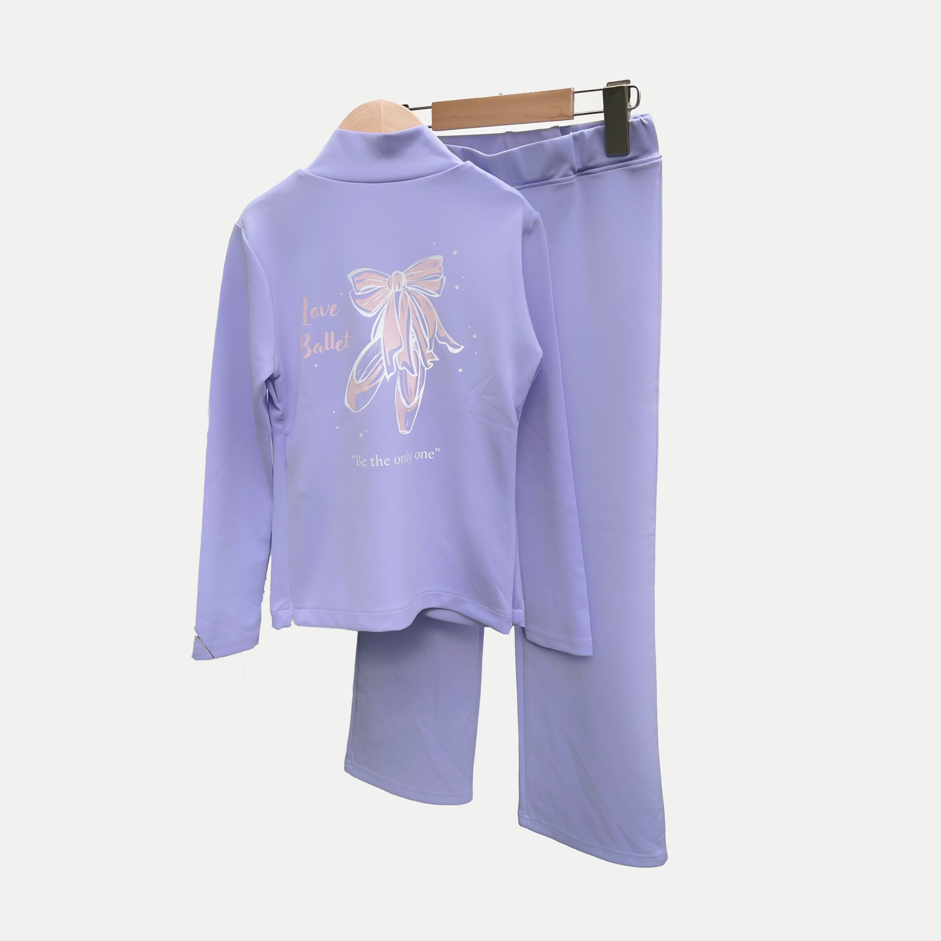 Girls Lavender Ballet Set(op200-B3-Back&Chest/Lavender)