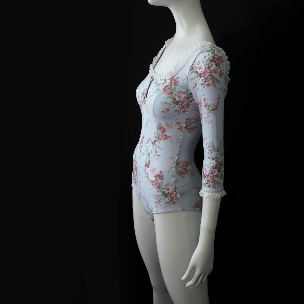 Girls Blue Floral Ballet Onesies