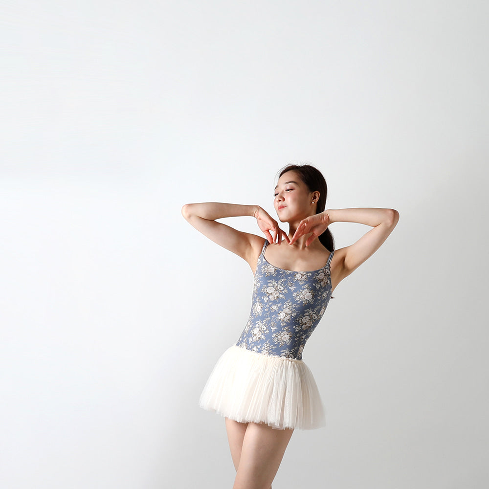Girls Blue Floral Ballet Onesies