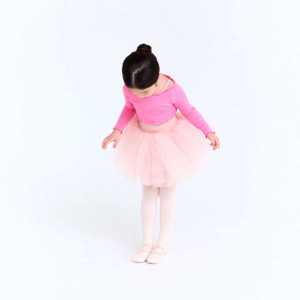 Girls Pink Crop Ballet T-Shirt