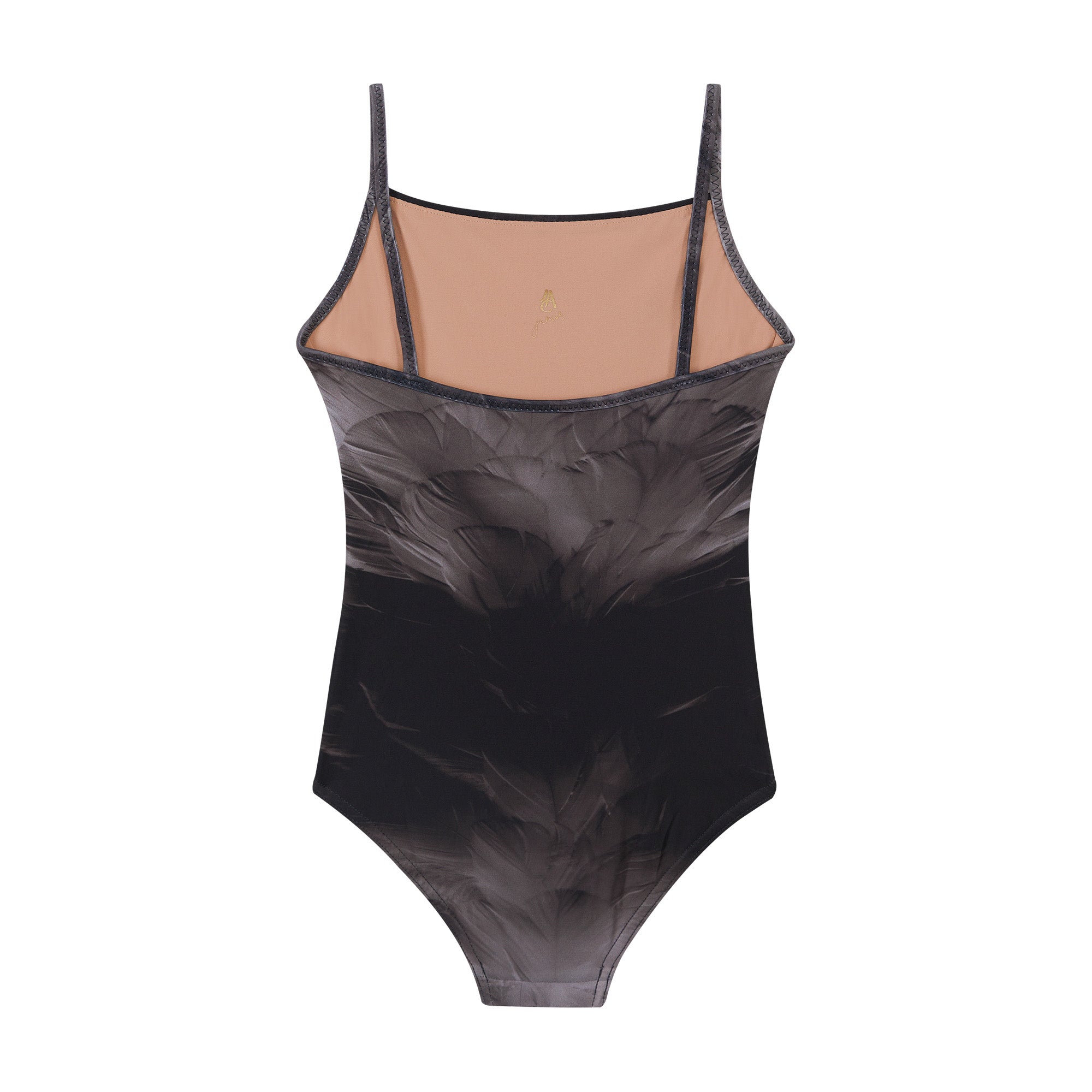Women Black Feather Strap Ballet Onesies(181LE01VL/black)