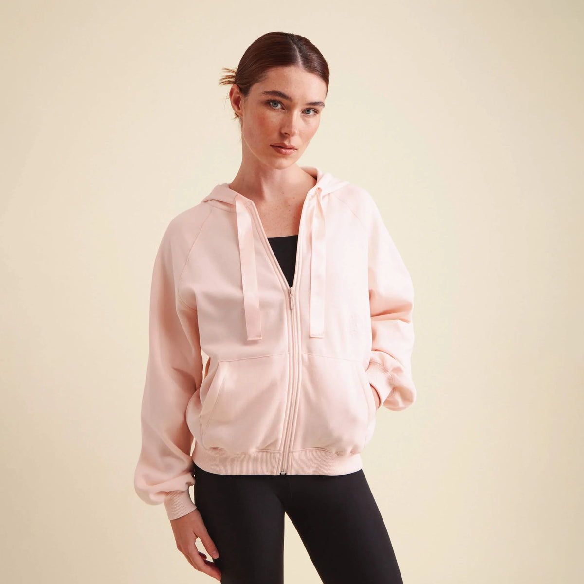 Women Pink Ballet Zip-Up Top