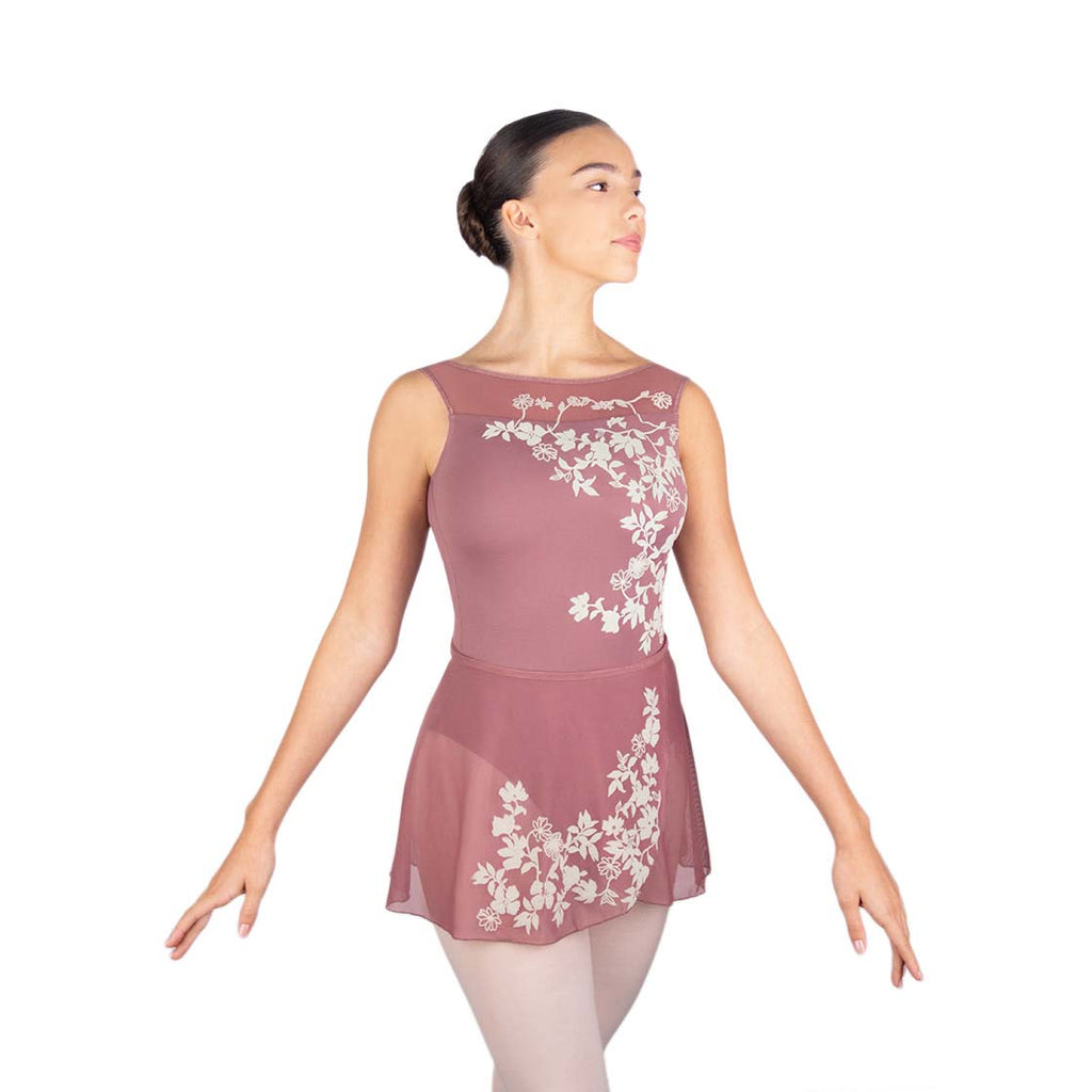 Women Pink Embroidered Ballet Skirt(Léonie/105 Wild Rose/Ivory)