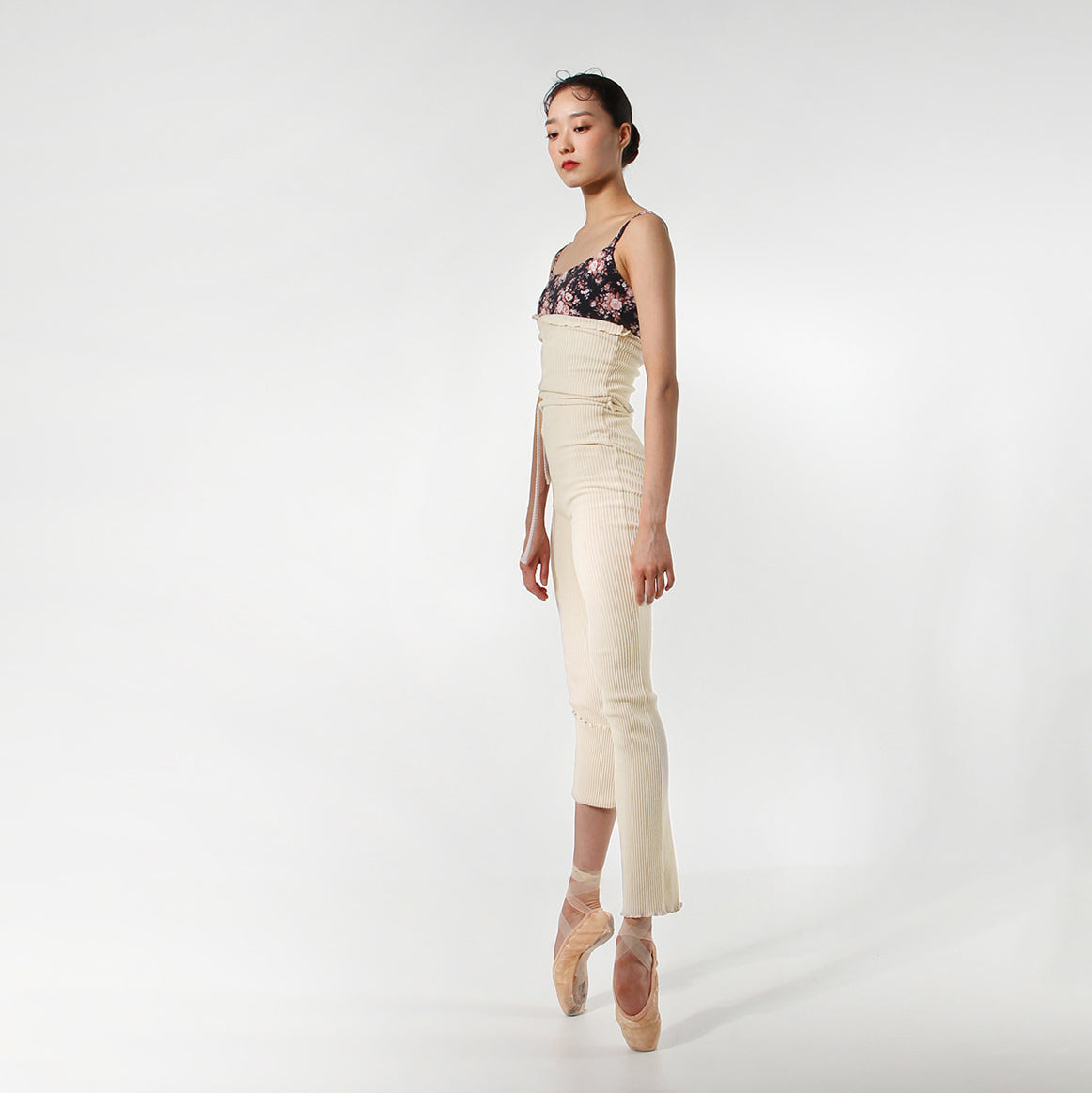 Women Cream Ballet Knit Trousers