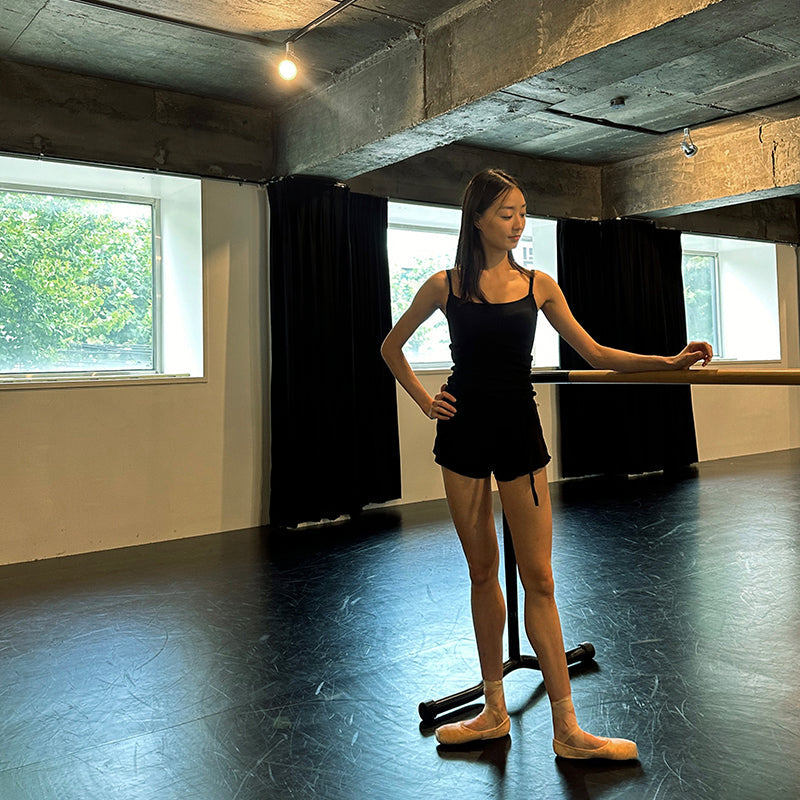 Women Black Ballet Onesies(Annette knit shorts/BLACK)
