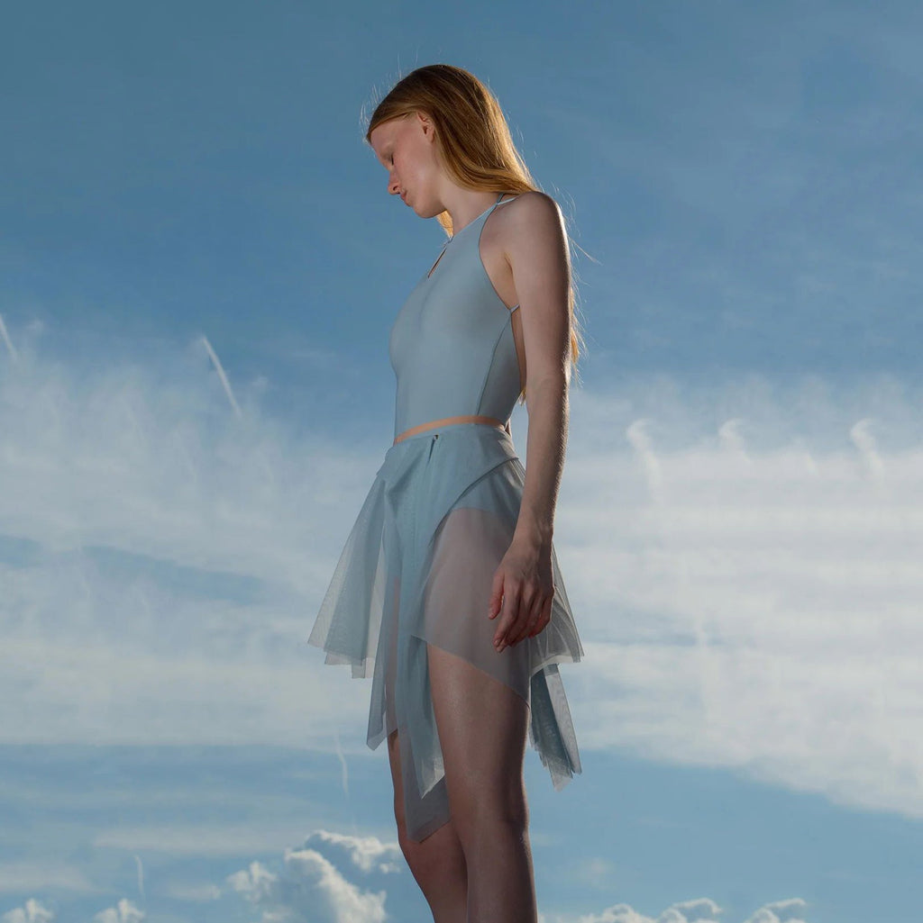 Women Sky Blue "BOW" Ballet Skirt(251SK62FT/sky blue)