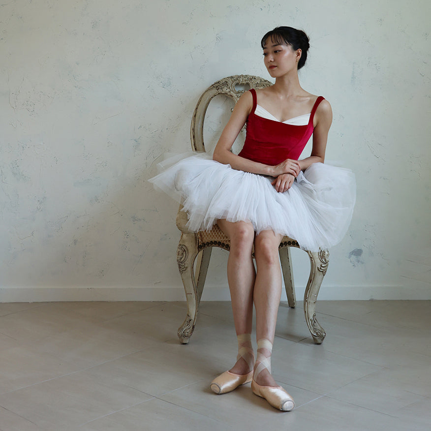 Women Red Ballet Onesies(Beatrice Velvet Leotard/RED)