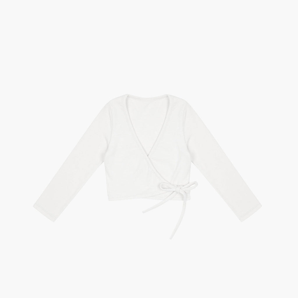 Girls White Ballet Wrap Cardigan