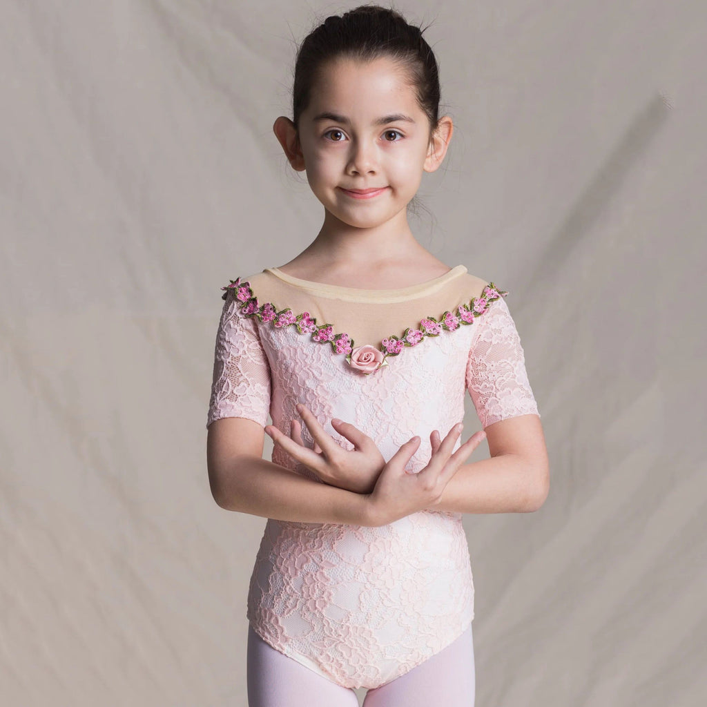 Girls Pink Lace Ballet Onesies(1507/Pink)