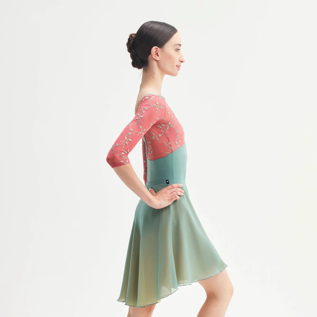 Women Sage & Yellow "SOGNO" Reversible Ballet Skirt(CA26026-2/G16+G49+L16)