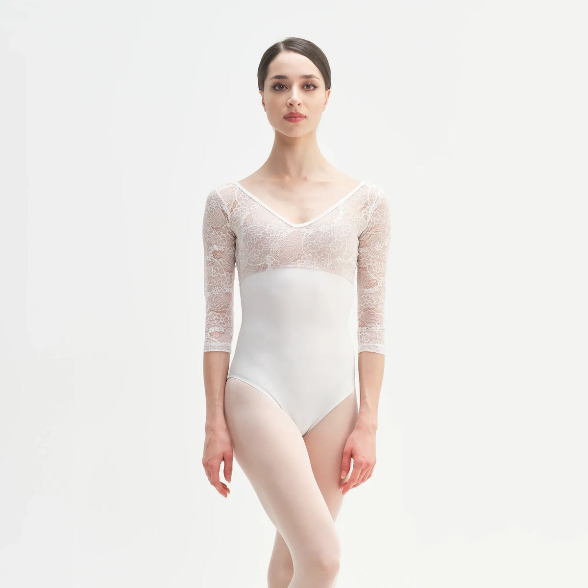 Girls White "MAIA" Ballet Onesies(KC17036-C1/L01+L09+ PD01 - SILK)
