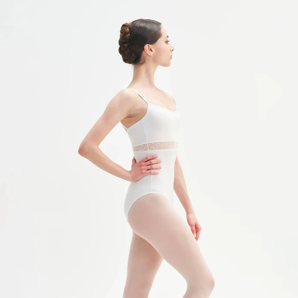 女性用 ホワイト "BRIGID" バレエロンパース(CD14038-C17/L01+L03+PD01+L01 SILK)