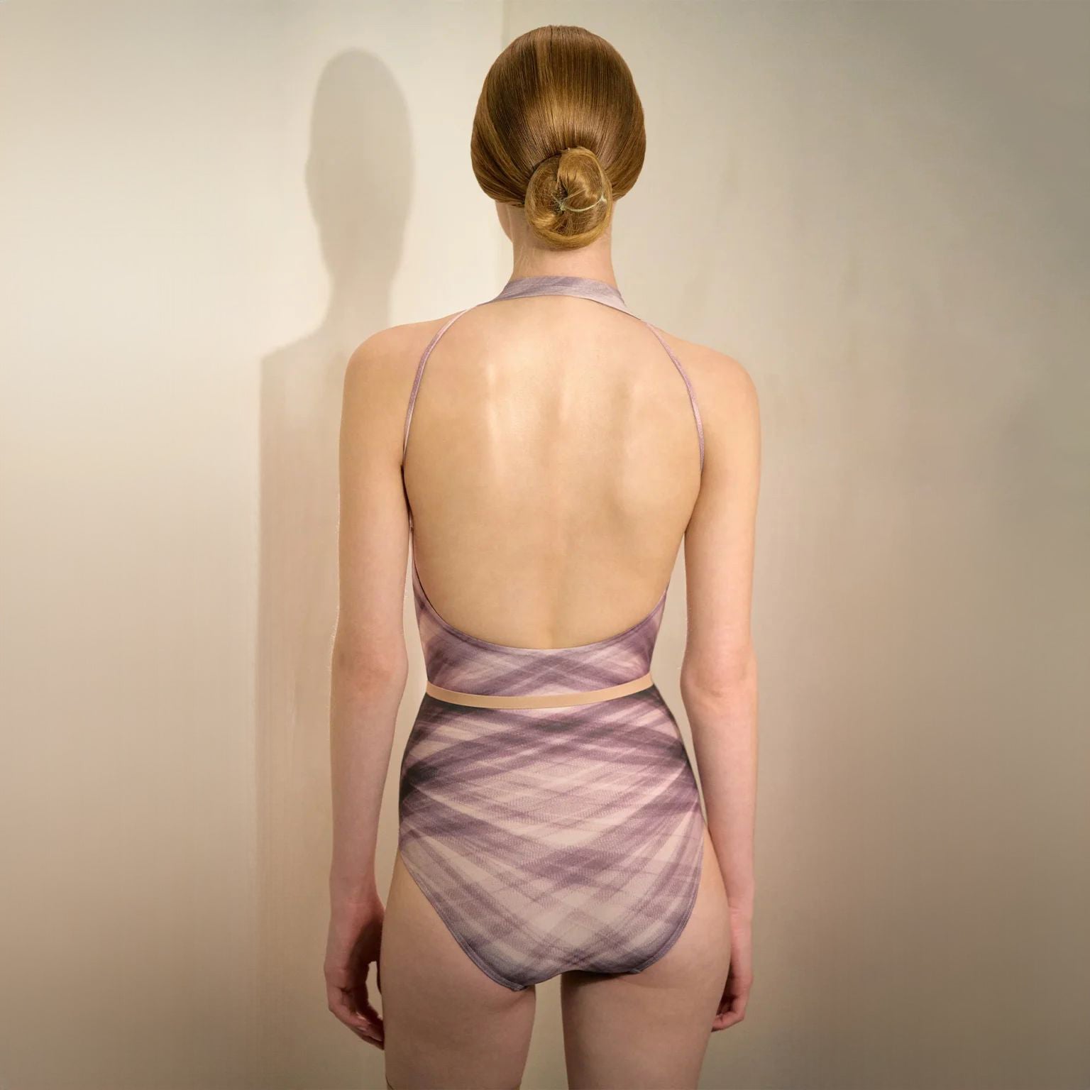 Women Indigo Check "TULLE PLIÉ" Ballet Onesies(201LE20VL/indigo)