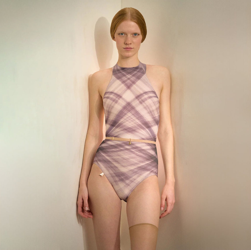 Women Indigo Check "TULLE PLIÉ" Ballet Onesies(201LE20VL/indigo)