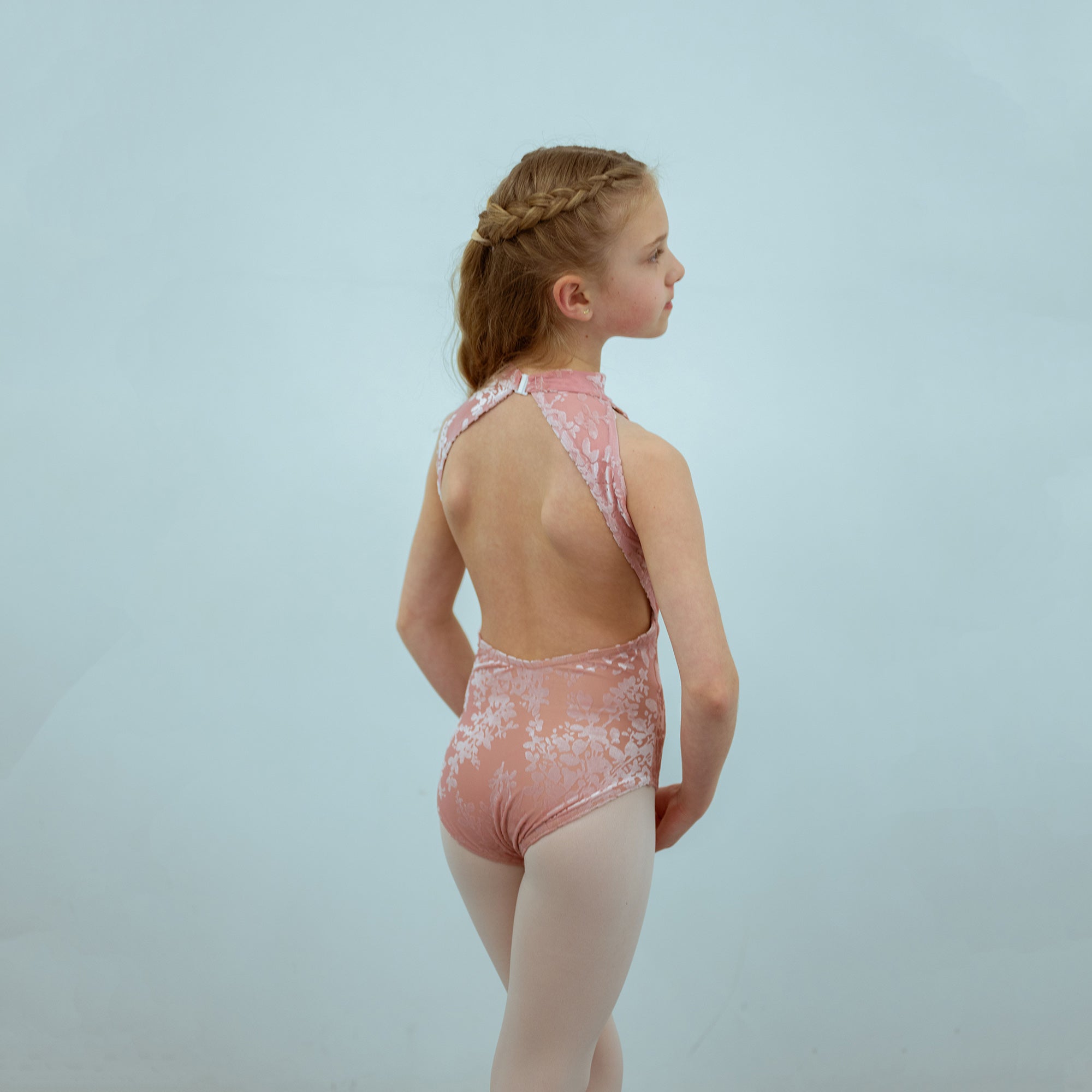 Girls Pink Velvet Ballet Onesies(T1517/Dusty Pink)