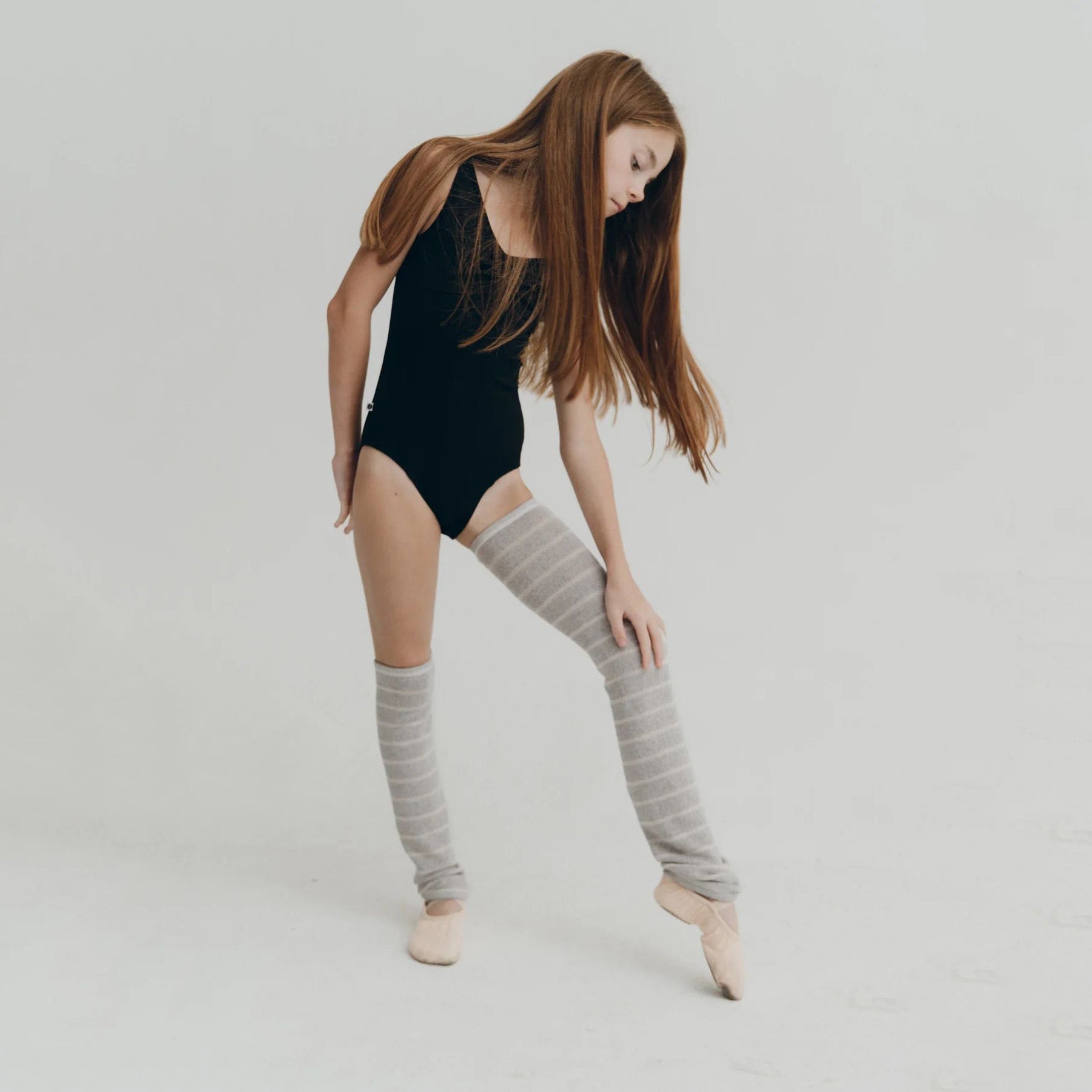 Boys & Girls Grey Stripes Ballet Leg Warmers(Doe - KIDS leg warmers)
