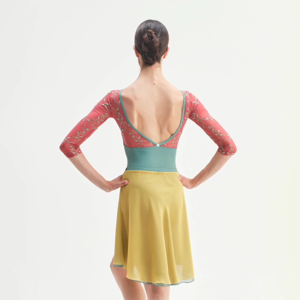 Women Sage & Yellow "SOGNO" Reversible Ballet Skirt(CA26026-2/G16+G49+L16)
