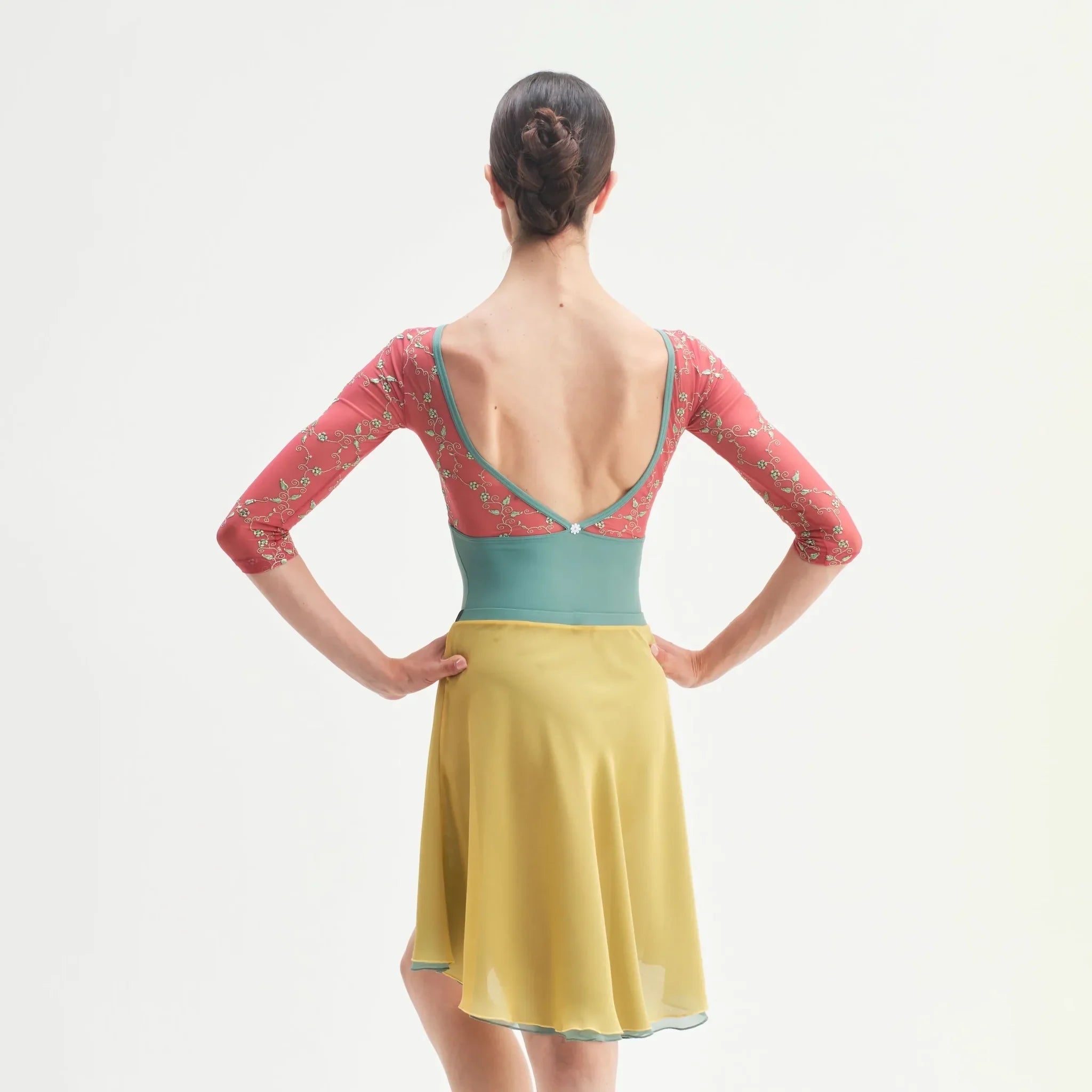 Women Sage & Yellow "SOGNO" Reversible Ballet Skirt(CA26026-2/G16+G49+L16)