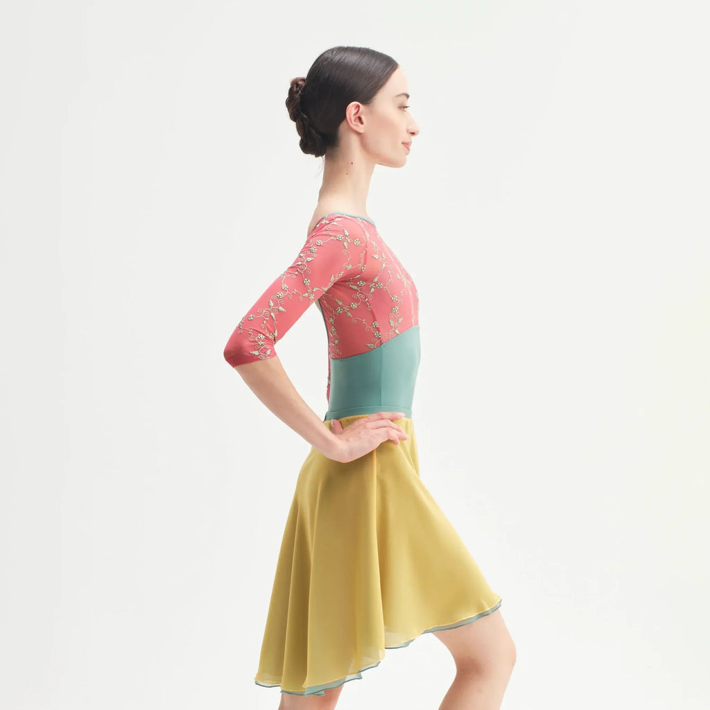Women Sage & Yellow "SOGNO" Reversible Ballet Skirt(CA26026-2/G16+G49+L16)