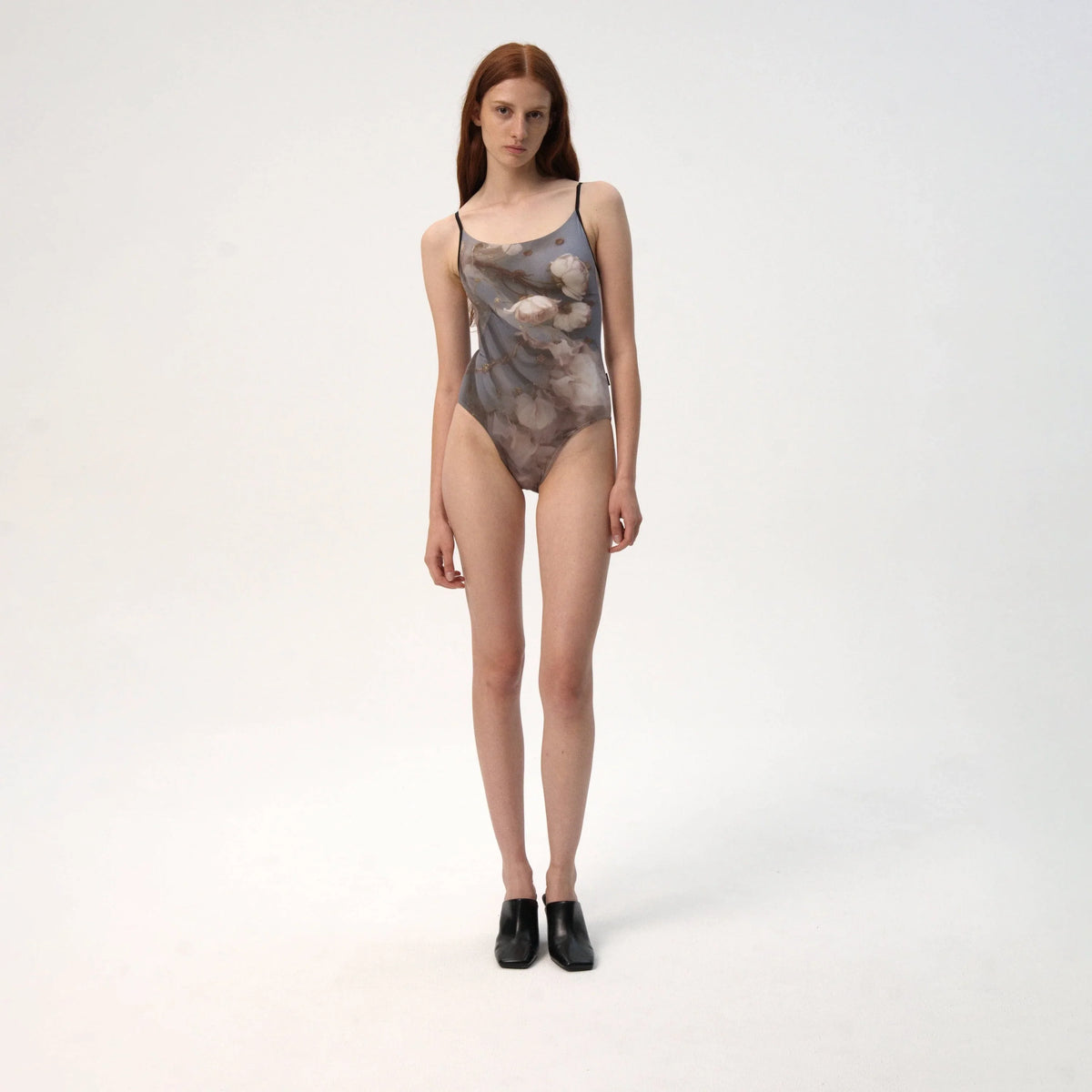 Women Misty Blue Flower Ballet Onesies(R9_26.1/Elvira - Camisole)