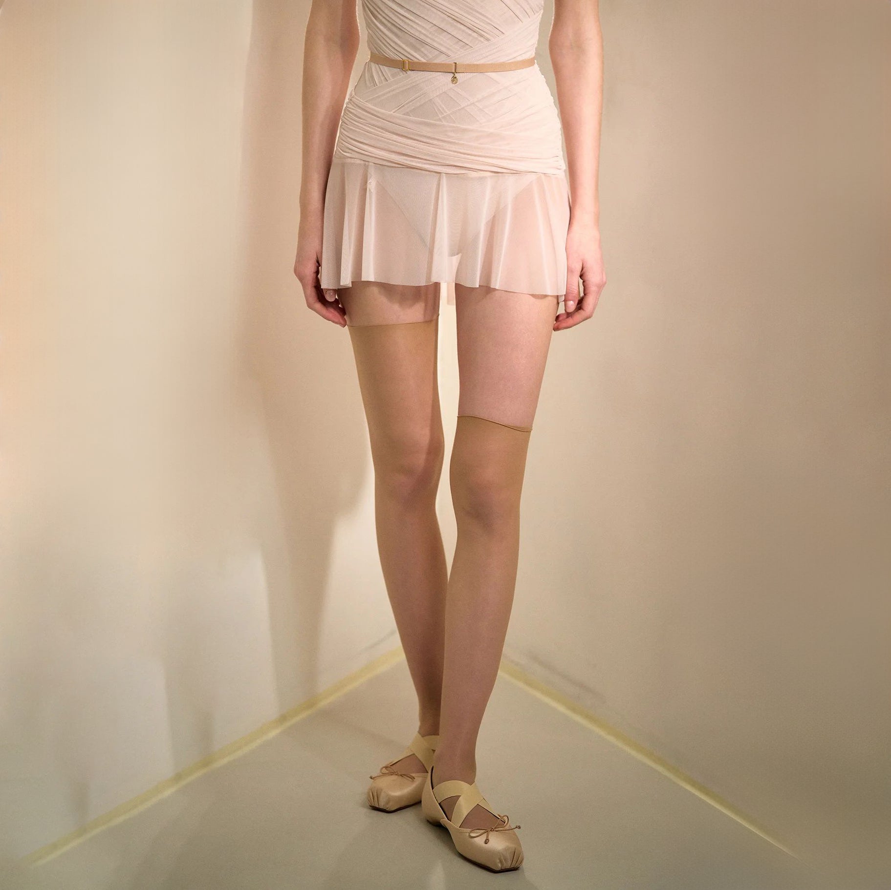 Women Pearl Blush "GRÈS" Ballet Tulle Skirt(253SK63DO/pearl blush)