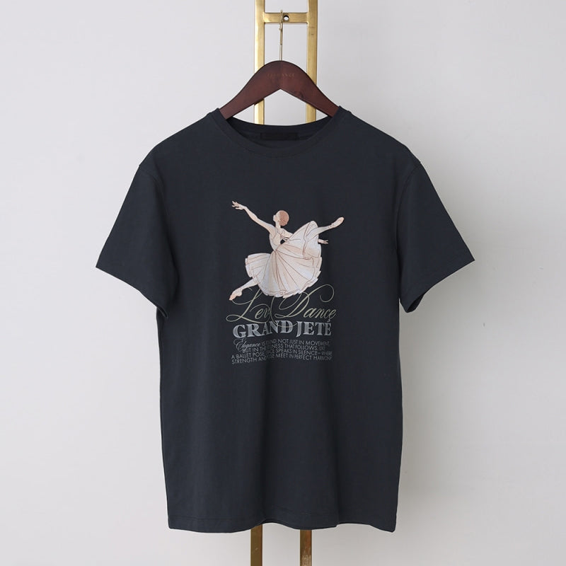 Women Navy Printed Ballet T-Shirt(Grand Jeté T-shirt denise version/MIDNIGHT NAVY)