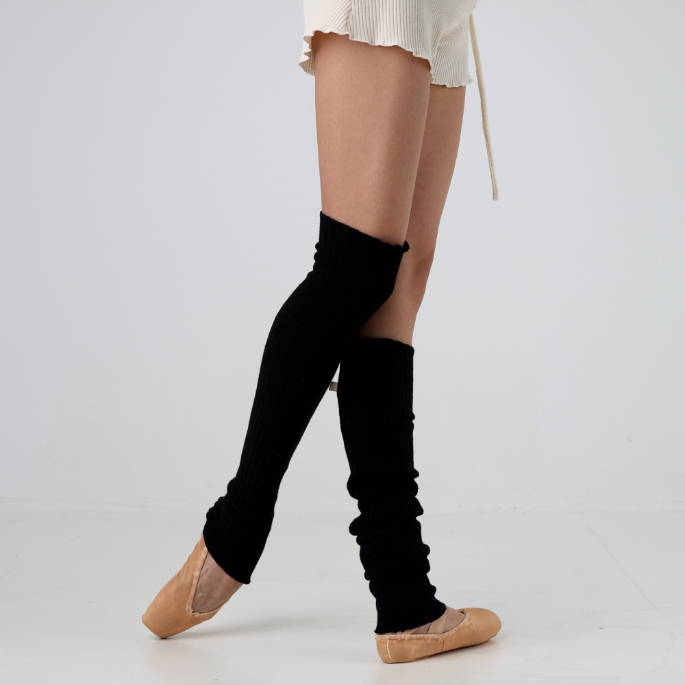 Women Black Ballet Knee Leg Warmer(Width 10 cm x Length 53 cm)