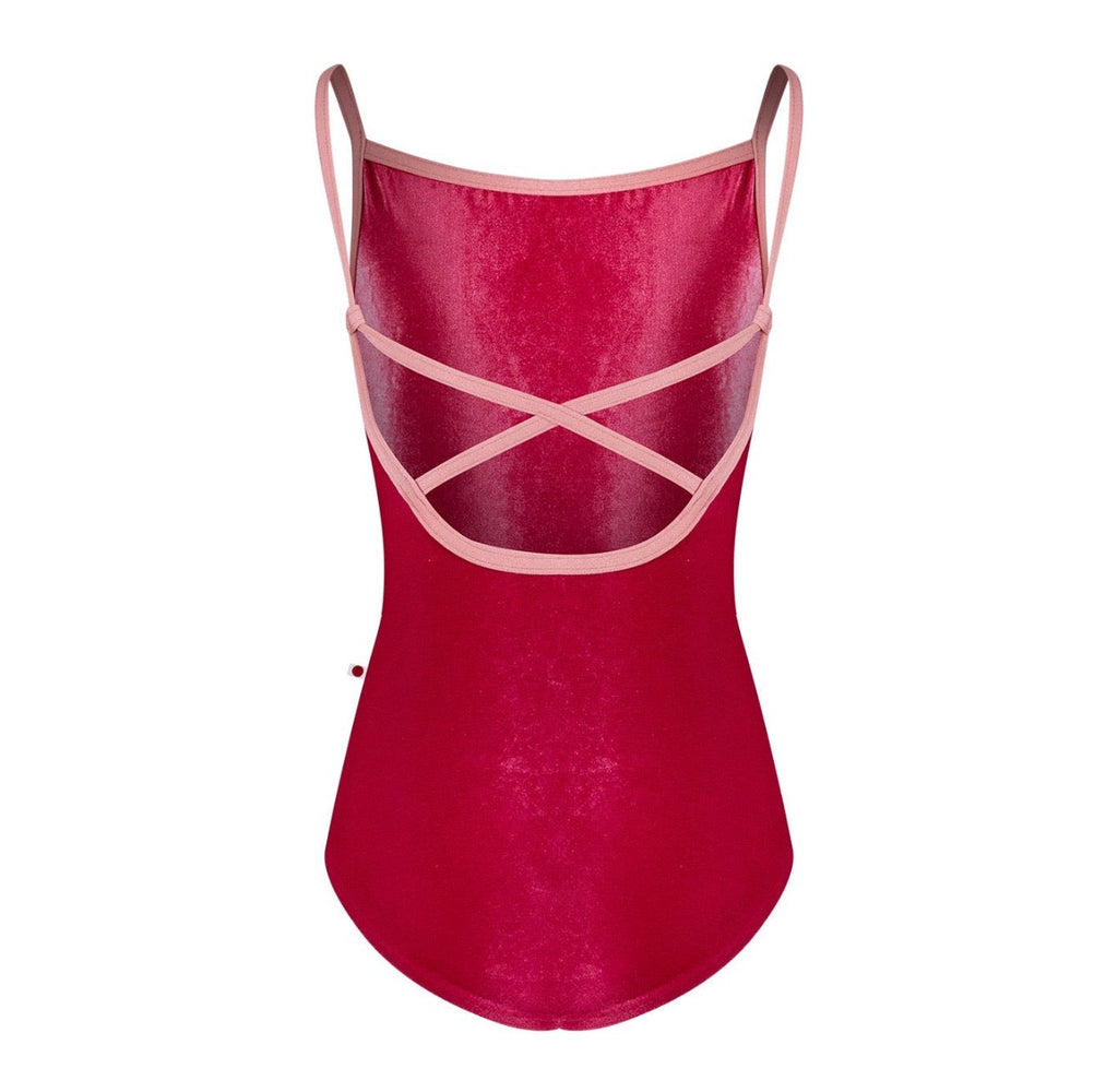 Girls Bright Pink "Daniela/V-Peony/N-Antique Rose" Velvet Ballet Onesies