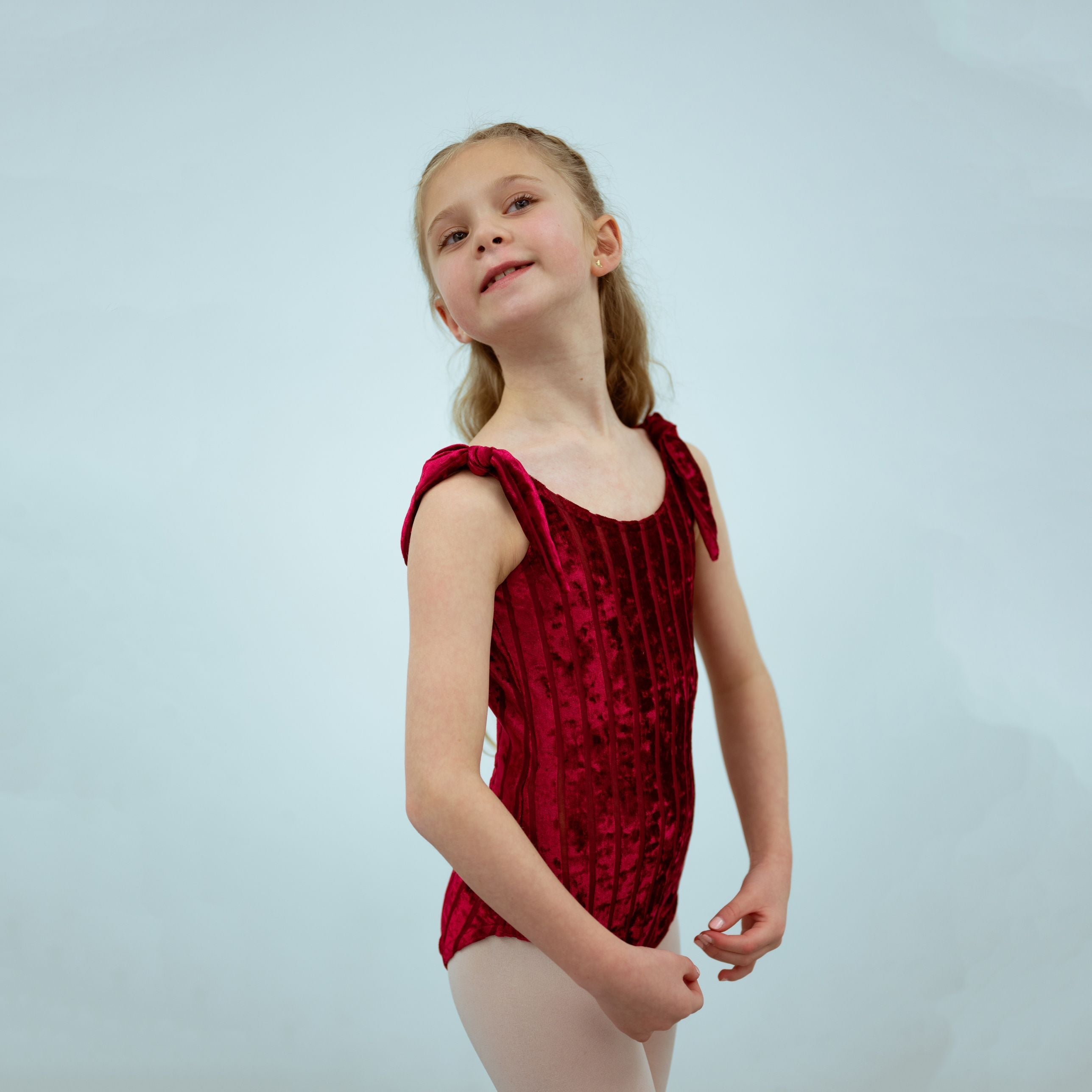 Girls Red Velvet Ballet Onesies(1727/Red)