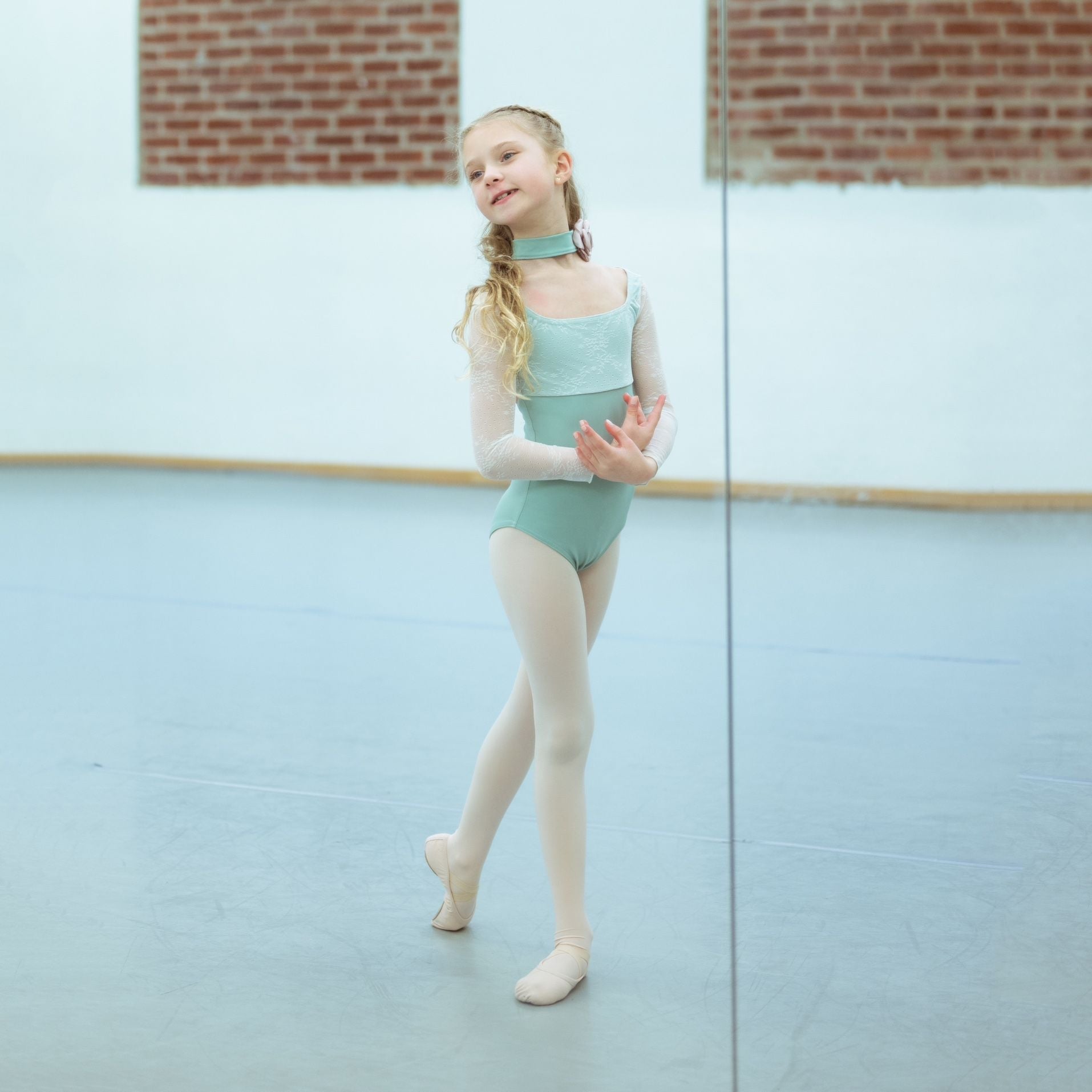 Girls Teal Long Sleeves Ballet Onesies(2343/Teal)