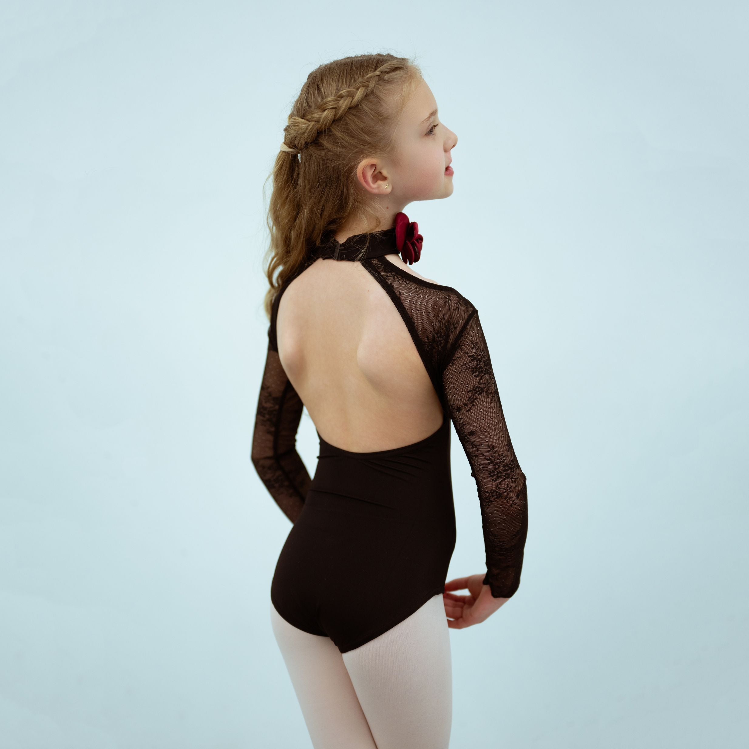 Girls Black Long Sleeves Ballet Onesies(2343/Black)