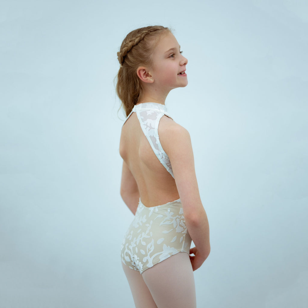 Girls White Velvet Ballet Onesies(T1517/White)