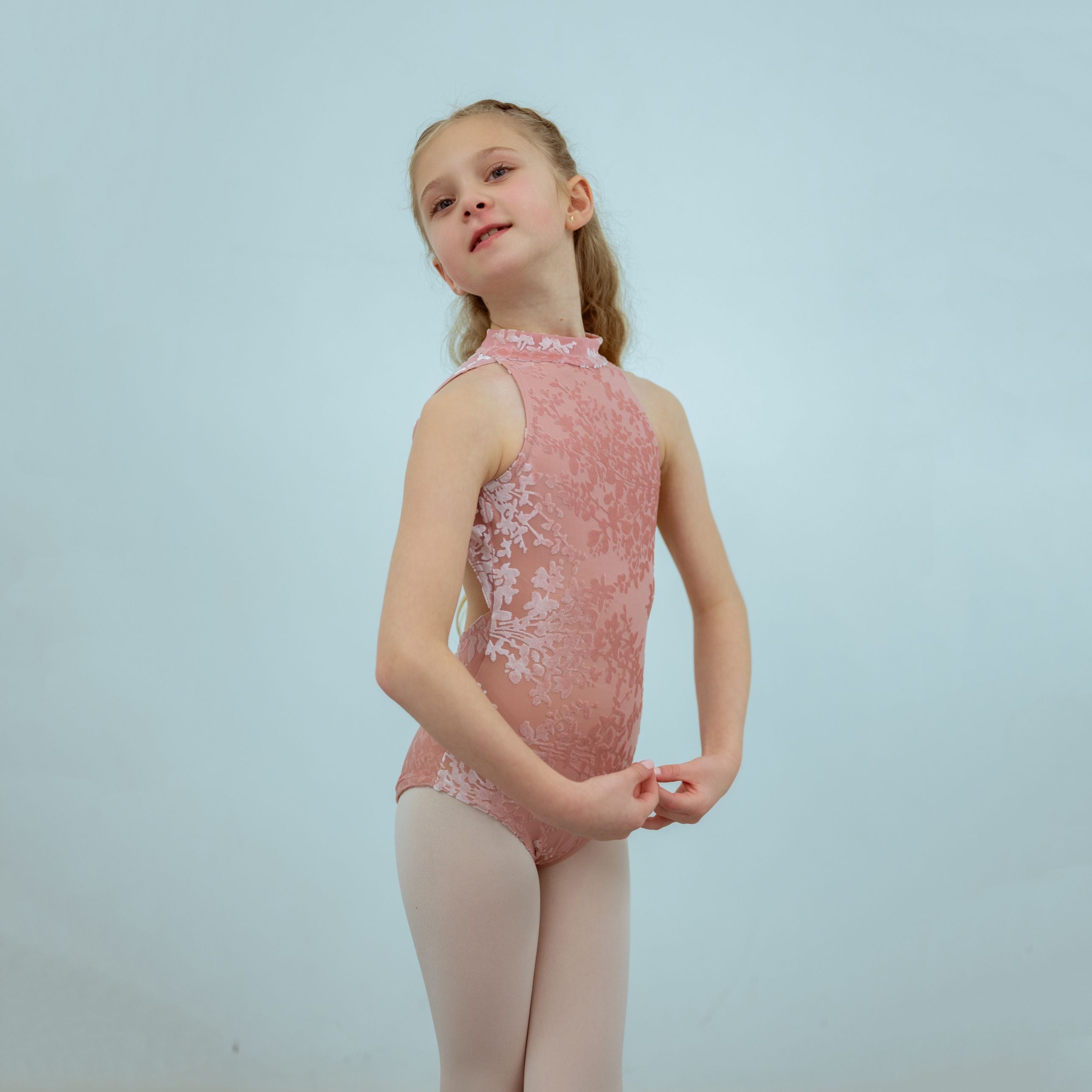 Girls Pink Velvet Ballet Onesies(T1517/Dusty Pink)