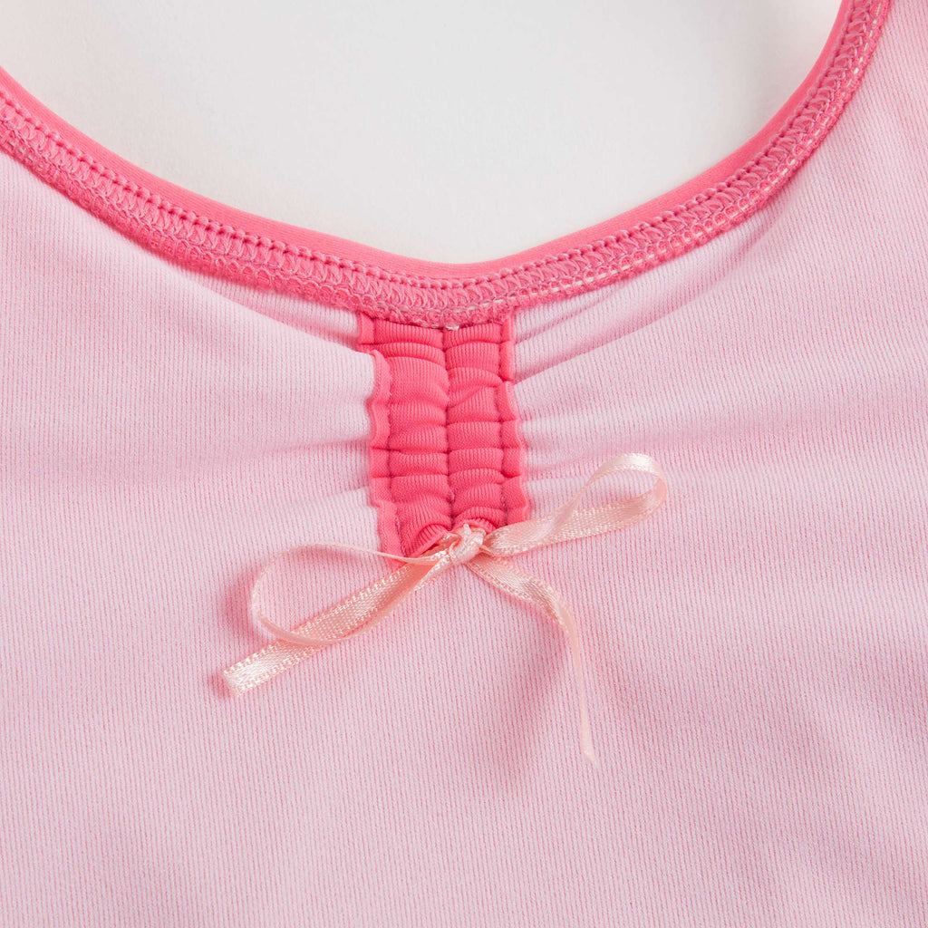 Girls Pink Doll Ruched Leotard And Wide Straps
