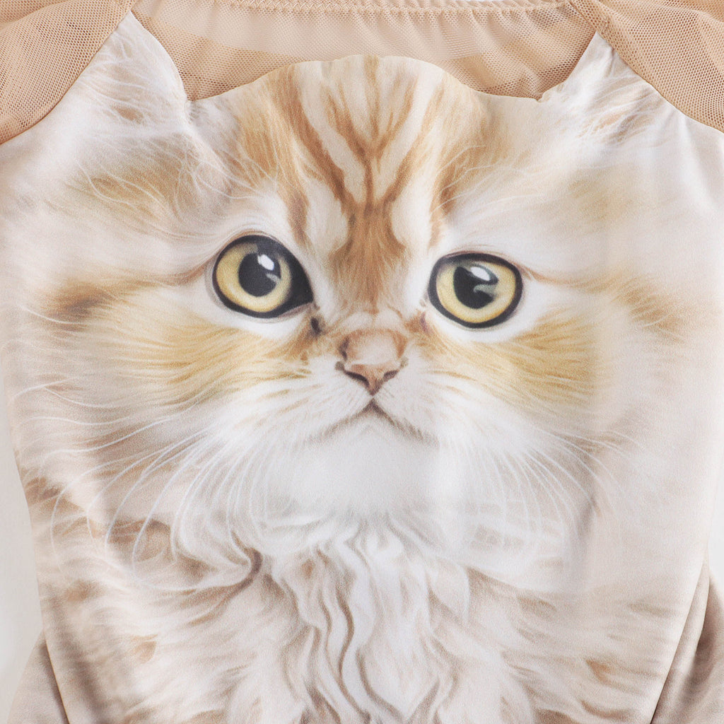 Girls Honey Cat Boatneck Ballet Onesies(J231LE22VL/hone)