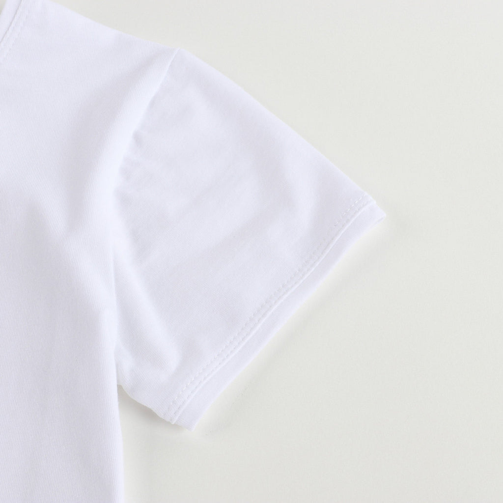 Girls White Printed Cotton T-shirt