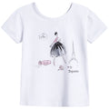 Girls White Printed Cotton T-shirt