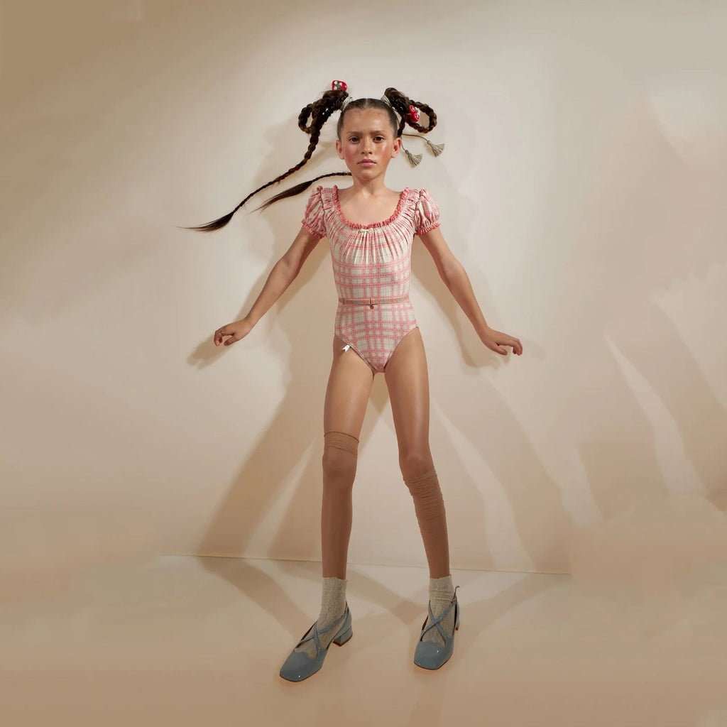 Girls Pink Puff Sleeve Ballet Onesies