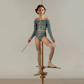 Women Blue"ROSEWOOD INTARSIA"Long Sleeves Ballet Onesies(251LE23VL/petrol)