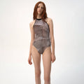 Women Brown Ballet Onesies(R7_26.6/Mayfly - Halter)