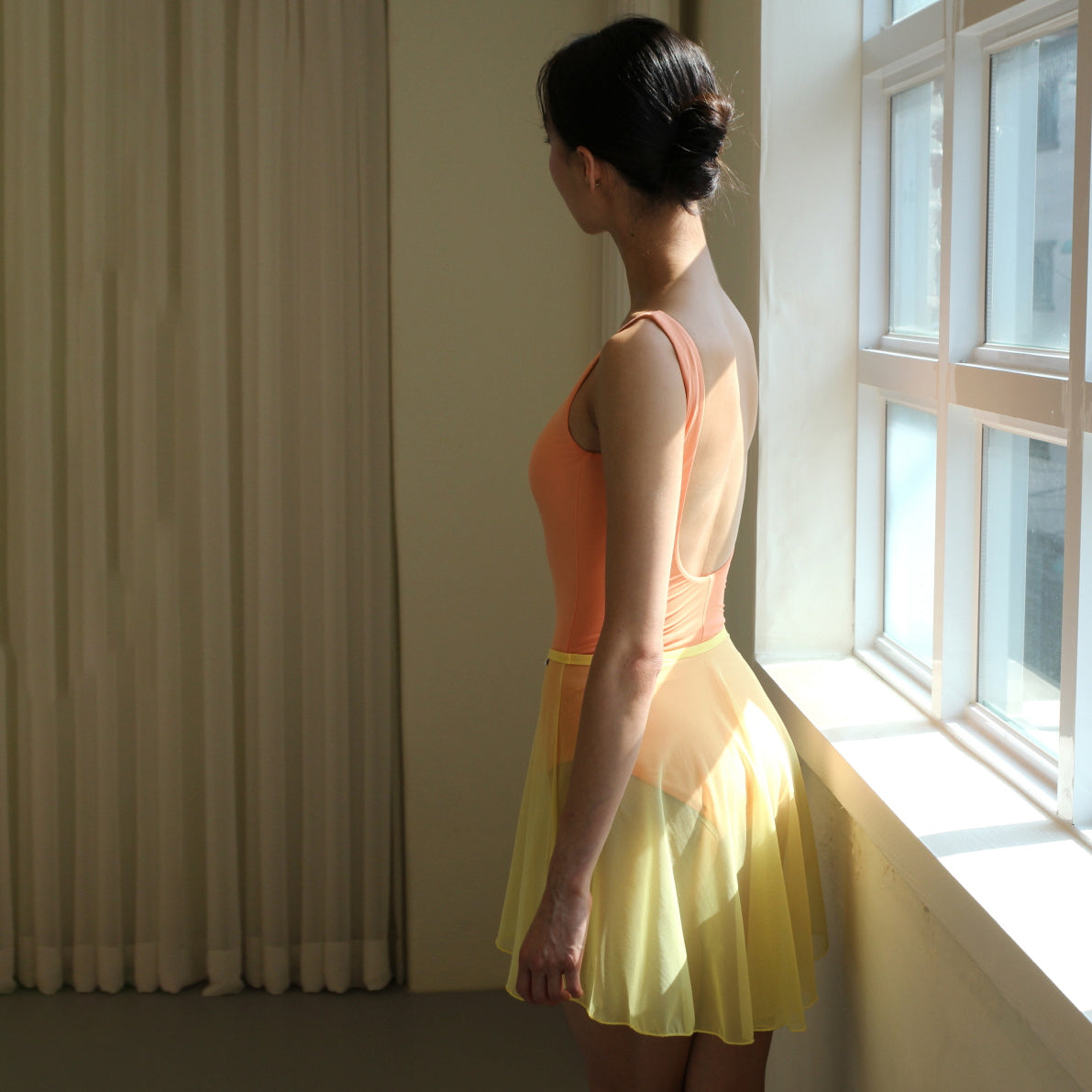 Women Orange & Yellow Reversible Ballet Onesies(NEW Ludmila Reversible Leotard/ORANGE/YELLOW)