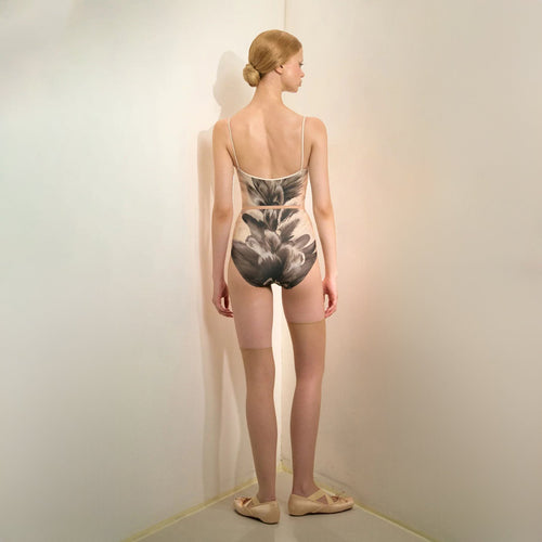 Girls Black "JUNIOR ODETTE/ODILE" Feather Printed Ballet Onesies(J253LE03VL/black & white)