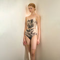 Girls Black "JUNIOR ODETTE/ODILE" Feather Printed Ballet Onesies(J253LE03VL/black & white)