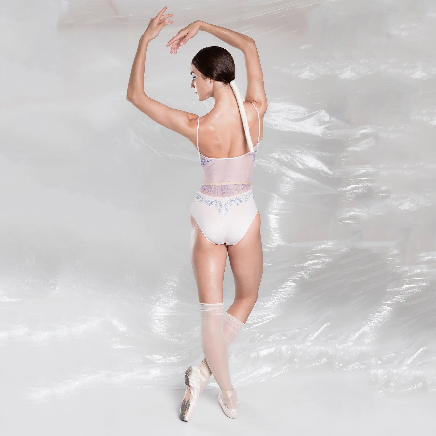 Girls Pearl Blush "JUNIOR PORCELAIN SKIN" Ballet Onesies(J252LE08VC/pearl blush/cobalt blue)